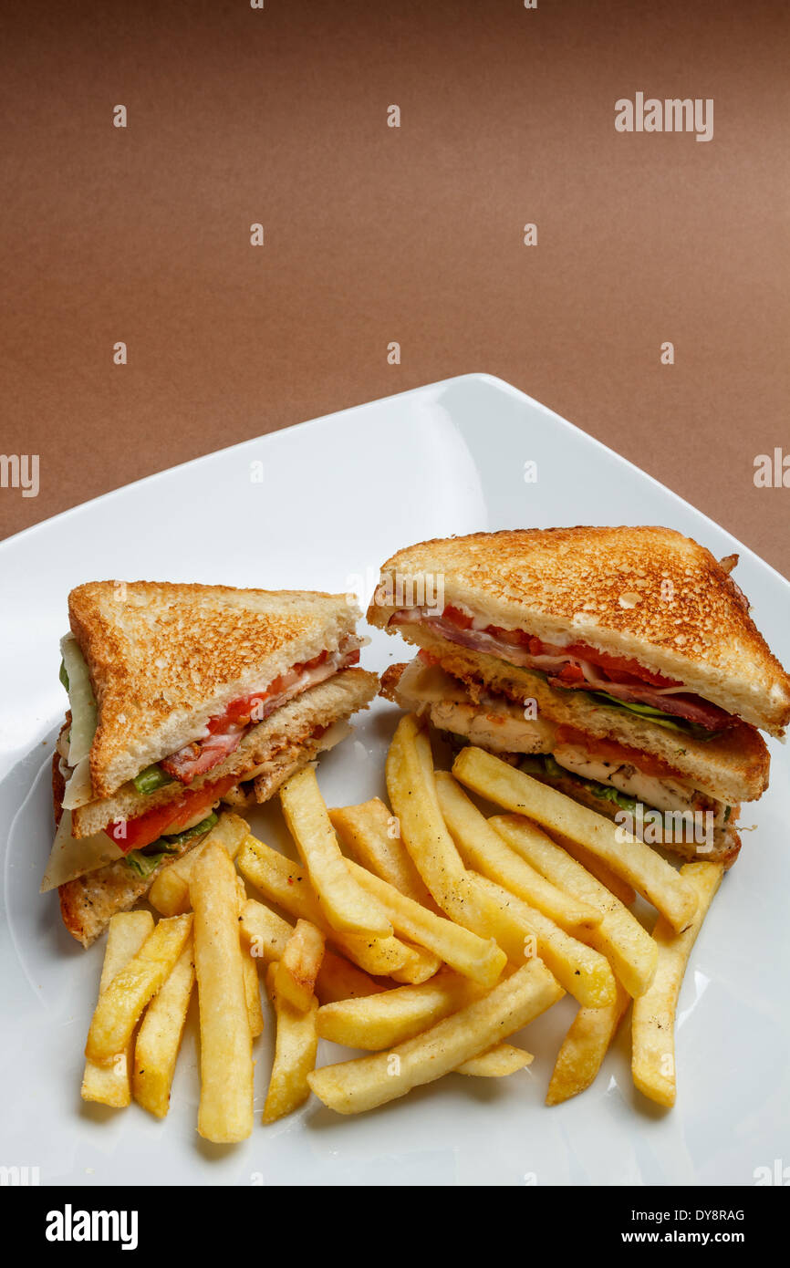 Club sandwich with toasted bread Stock Photo