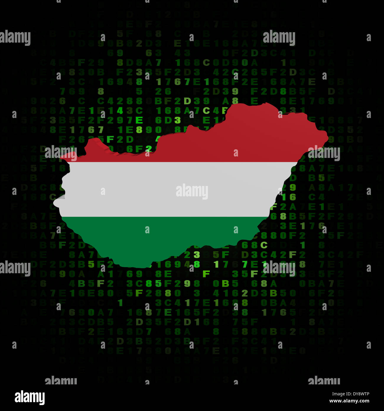 Hungary map flag on hex code illustration Stock Photo