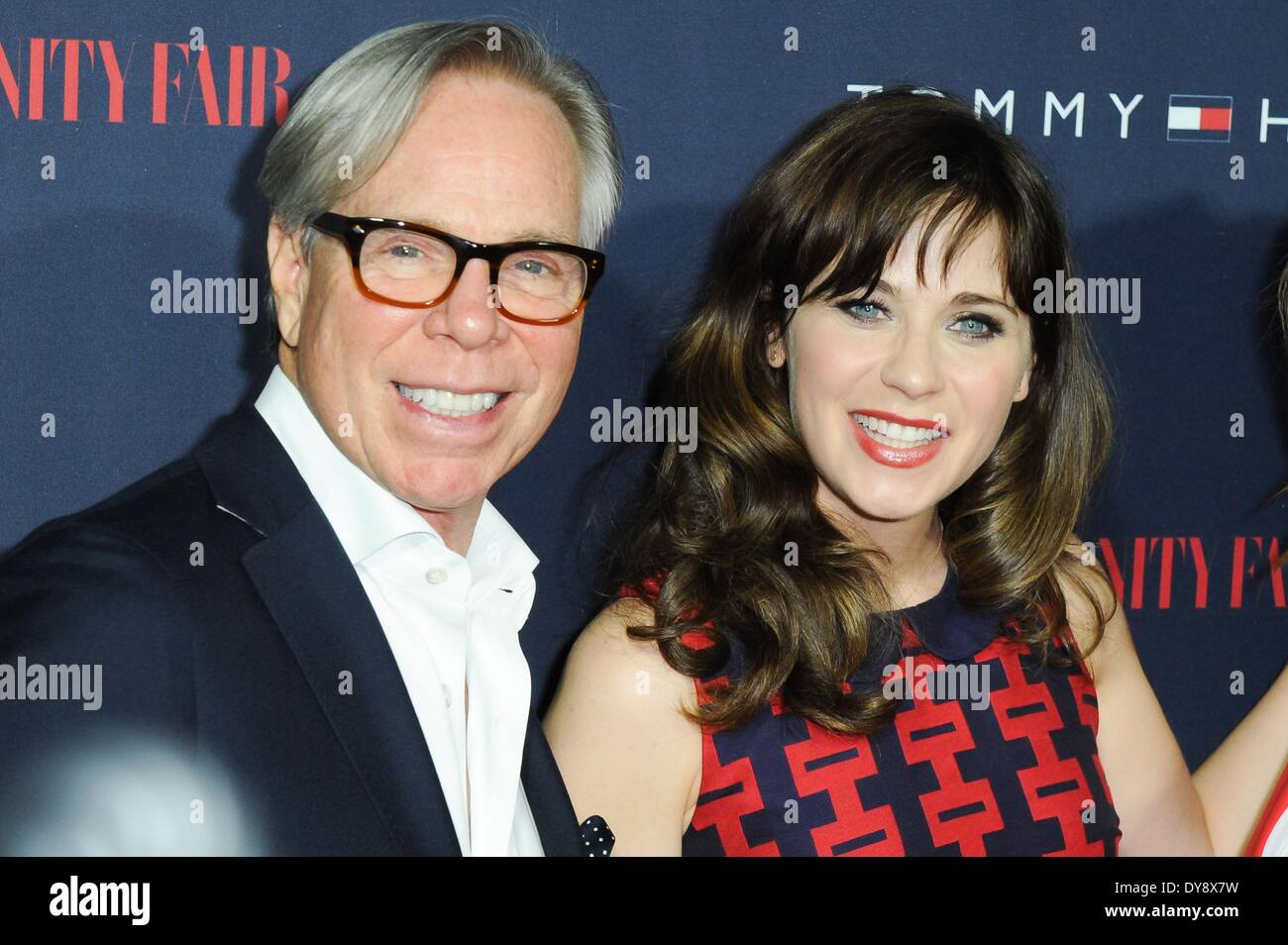 Los Angeles, USA. 9th April, 2014. Tommy HIlfiger, Zooey Deschanel at arrivals for To TOMMY from ZOOEY Capsule Collection Launch, The London Rooftop, West Hollywood, Los Angeles, CA April 9, 2014. Credit:  Sara Cozolino/Everett Collection/Alamy Live News Stock Photo