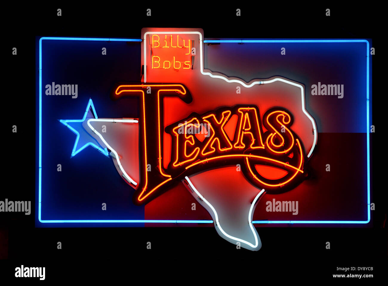 USA, United States, America, America, Texas, Fort Worth, Neon sign, Billy Bobs, Honky Tonk, nightlife, neon, map Stock Photo