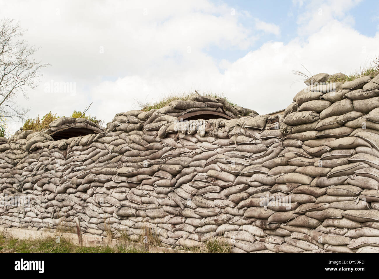 Trenches of death WW1 sandbag flanders fields Belgium Stock Photo