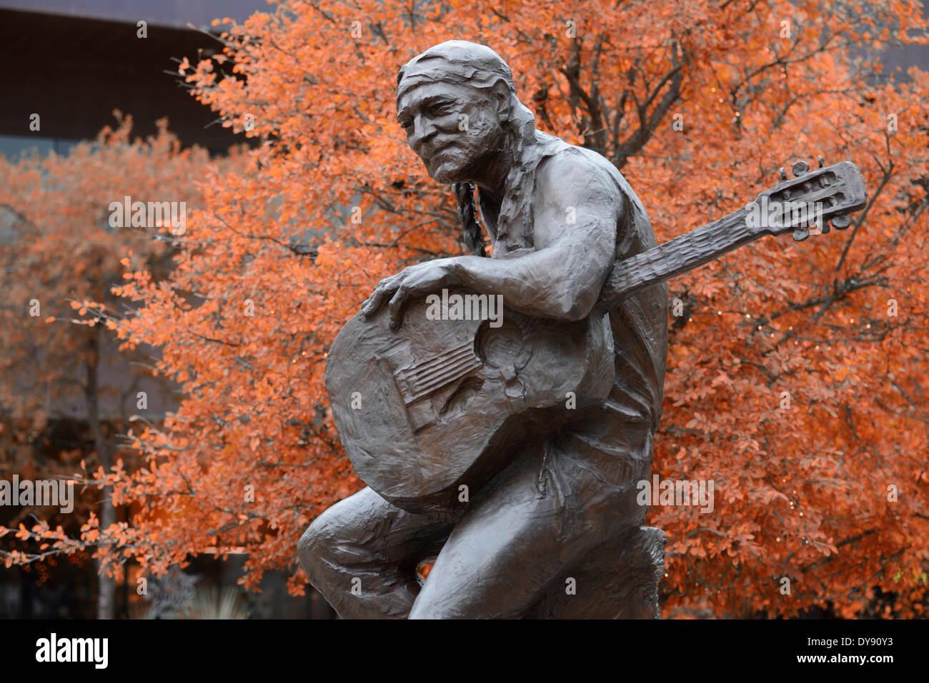 USA, United States, America, Texas, Austin, statue, sculpture, Willie Nelson, country singer, icon, downtown, singer Stock Photo