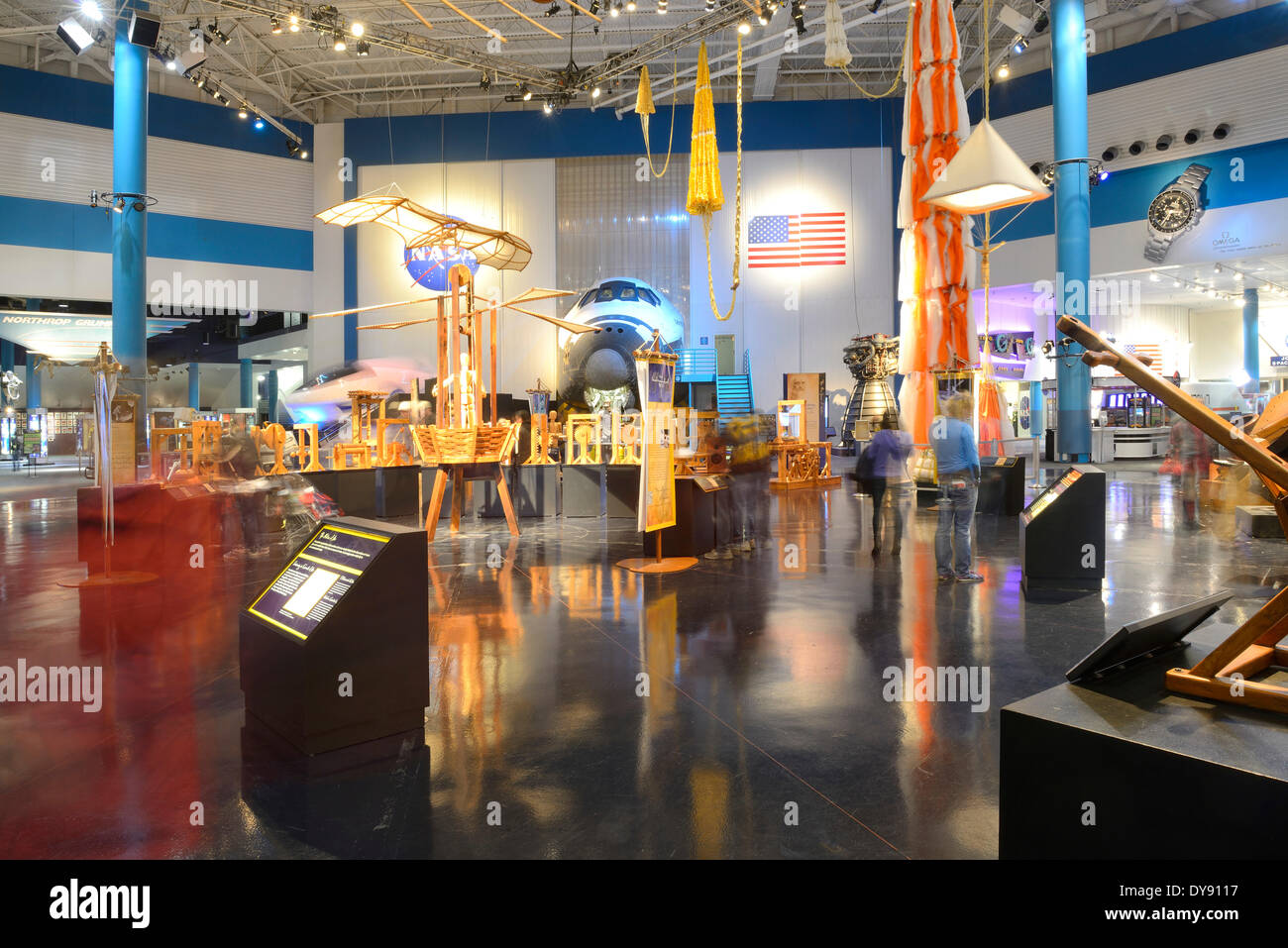 USA, United States, America, Texas Houston, NASA, Space Center, hall, exhibit, museum, rockets, Space Shuttle, Stock Photo