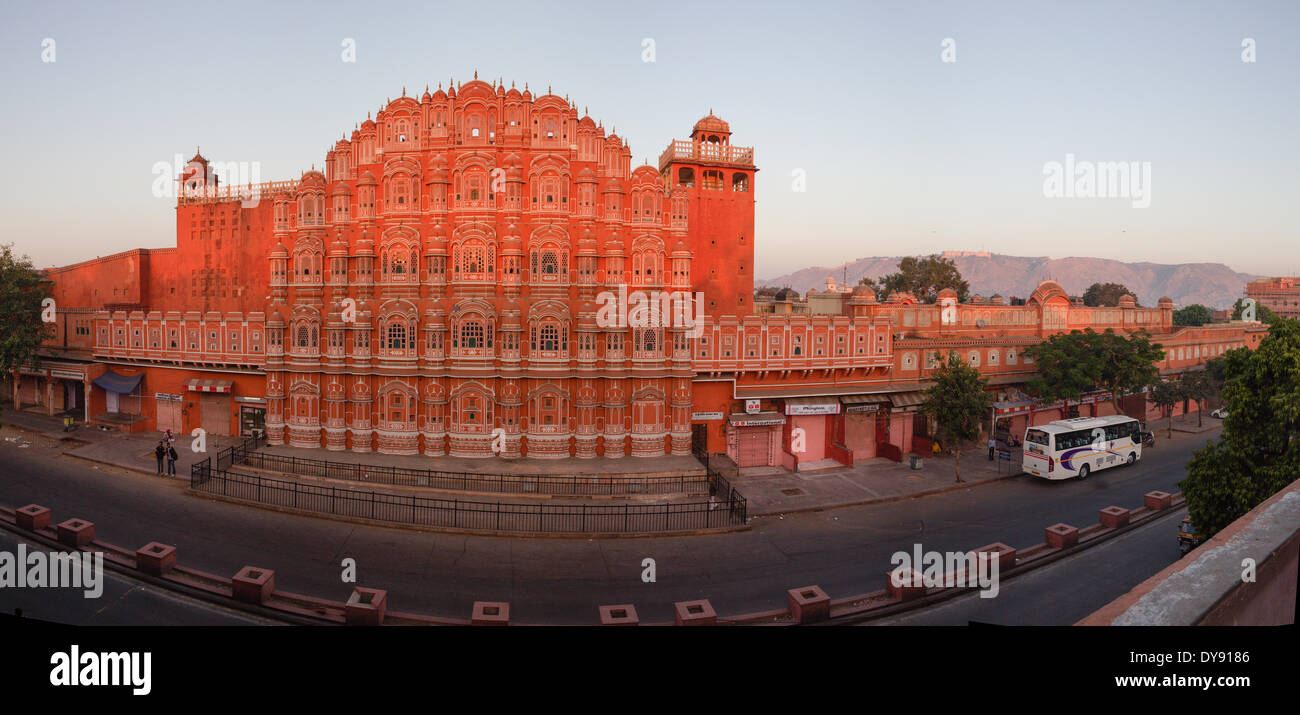 Palace of winds, palace, Rajasthan, Hawa Mahal, harem, town palace, Jaipur, Asia, India, Stock Photo