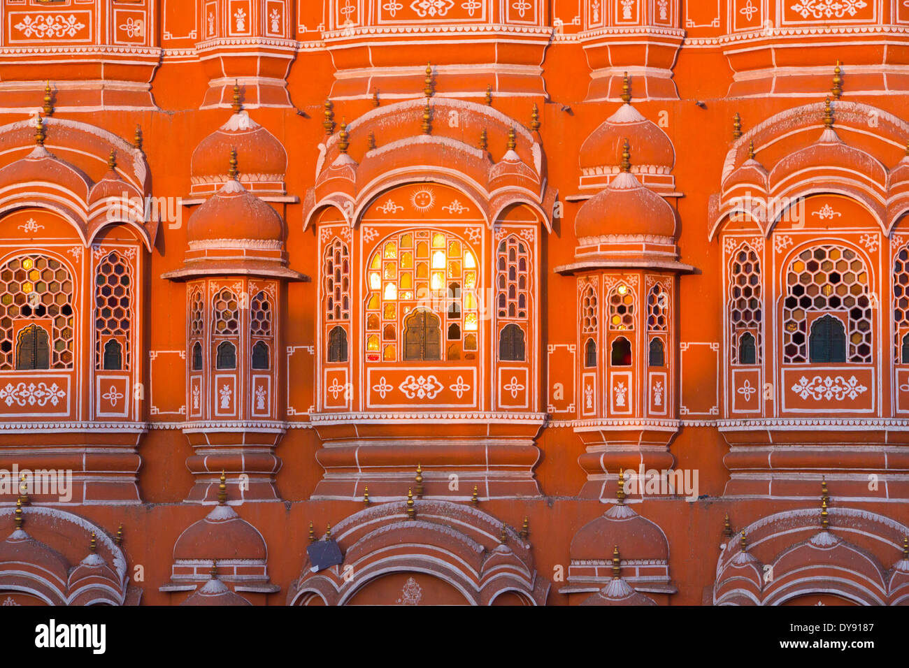 Palace of winds, palace, Rajasthan, Hawa Mahal, harem, town palace, Jaipur, Asia, India, Stock Photo