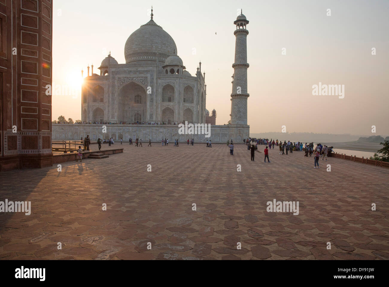 Taj Mahal, Agra, Uttar Pradesh, mausoleum, Asia, minaret, park, place, Stock Photo
