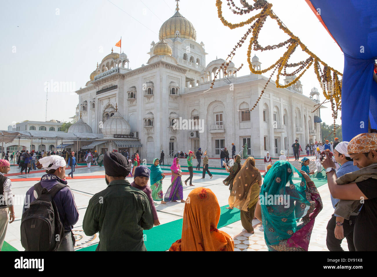 Sikh, Gurdwara Bangla Sahib Sikh, prayer house, Delhi, New Delhi, Asia, town, city, church, religion, Stock Photo