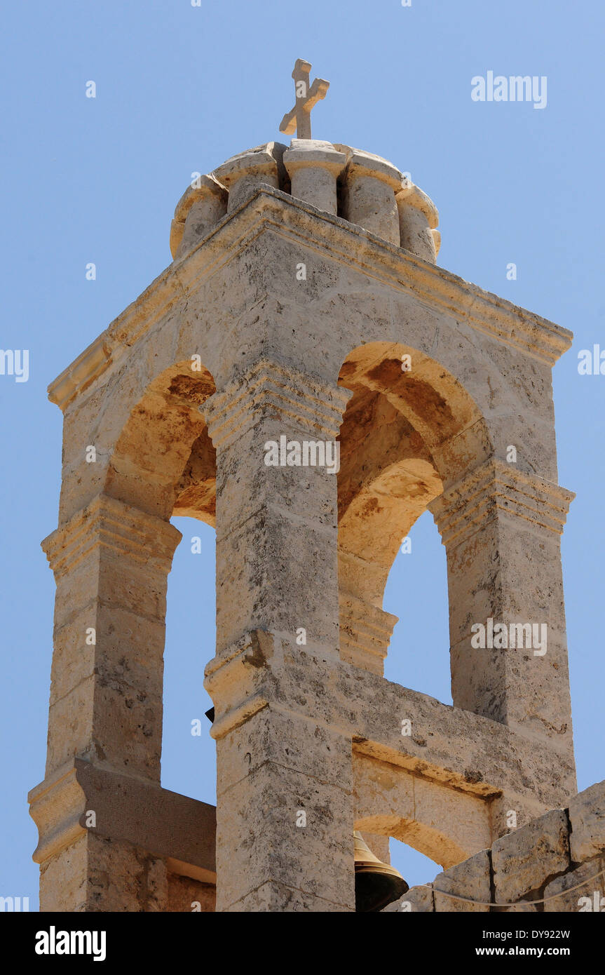 View of St. Elias Church Bell Tower in Batroun, Lebanon Stock Photo