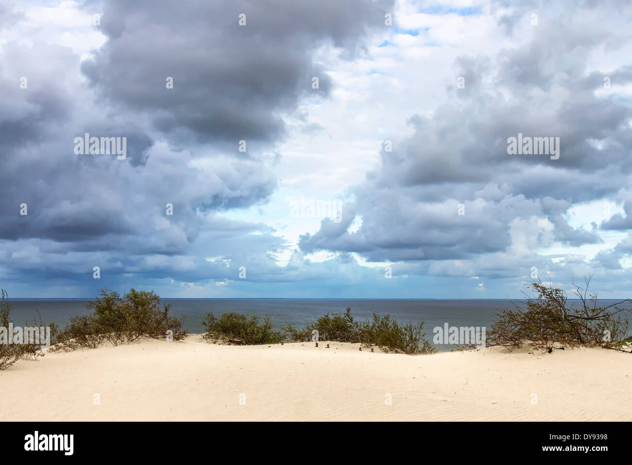 View on the Curonian Bay in Nida from sand dune. Lithuania Stock Photo
