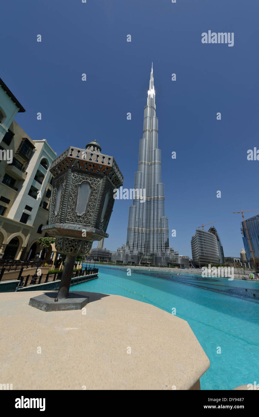 Iconic Burj khalifa Tower in Dubai, United Arab Emirates. Stock Photo