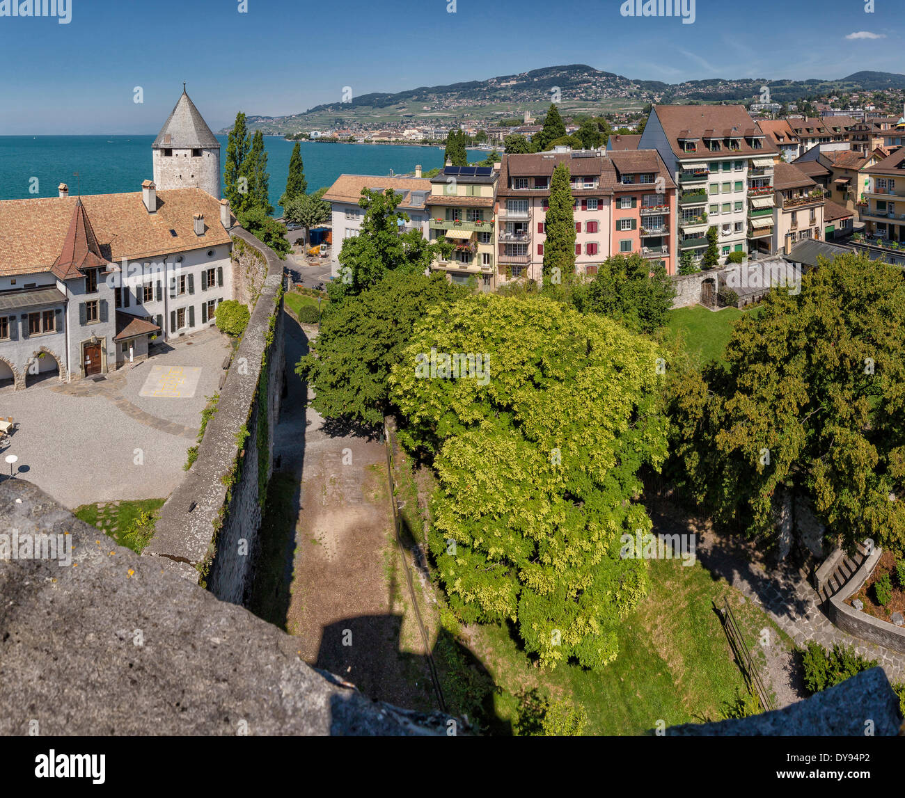Chateau de la TourdePeilz castle town village water trees summer