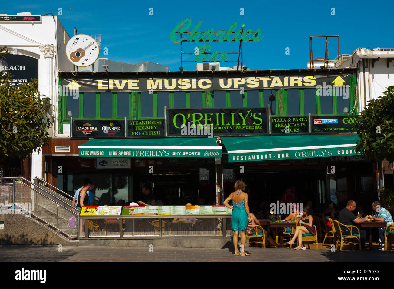 O'Reilly's Irish pub, Avenida de las Playas main street, Puerto del Carmen,  Lanzarote, Canary Islands, Spain, Europe Stock Photo - Alamy