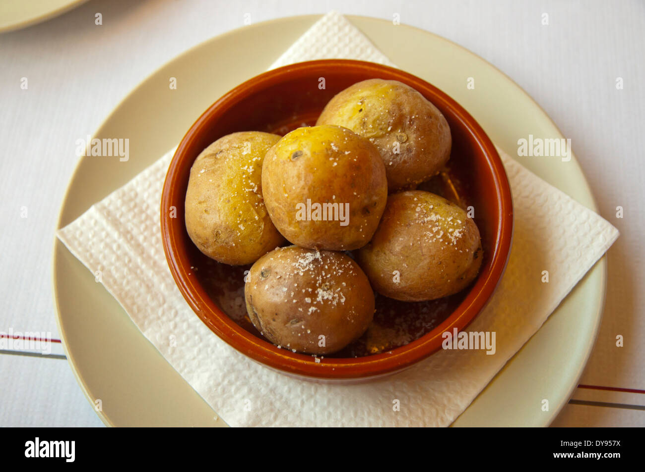 papas arragudas the boiled potatoes of Canary Islands, Arrecife, Lanzarote, Canary Islands, Spain, Europe Stock Photo
