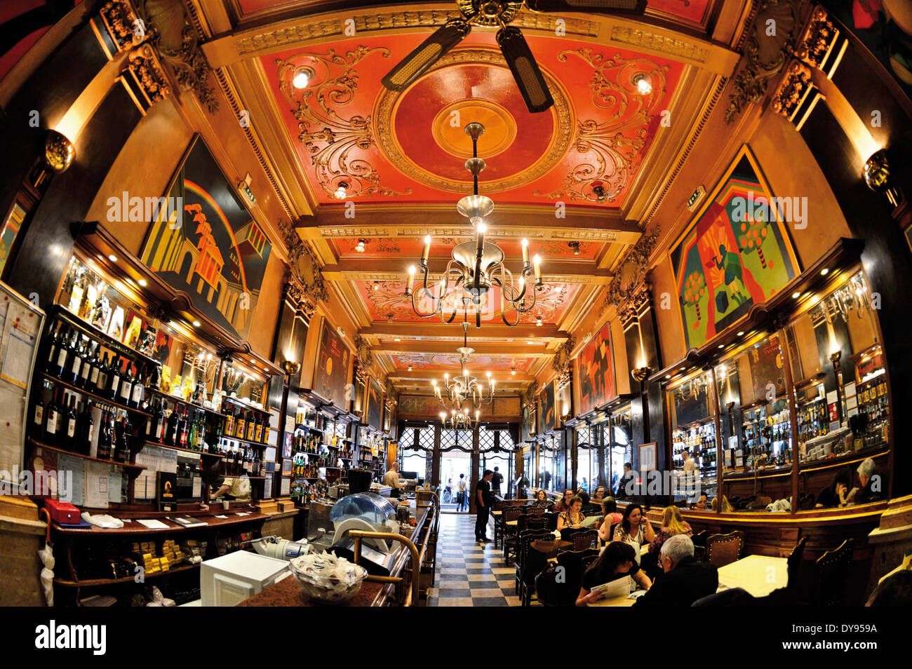 Portugal, Lisbon: Interior of iconic Cafe A Brasileira Stock Photo