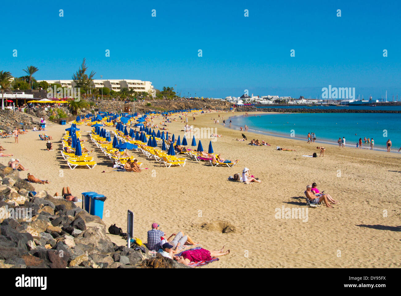 Playa Dorada beach, Playa Blanca, Lanzarote, Canary Islands, Spain ...