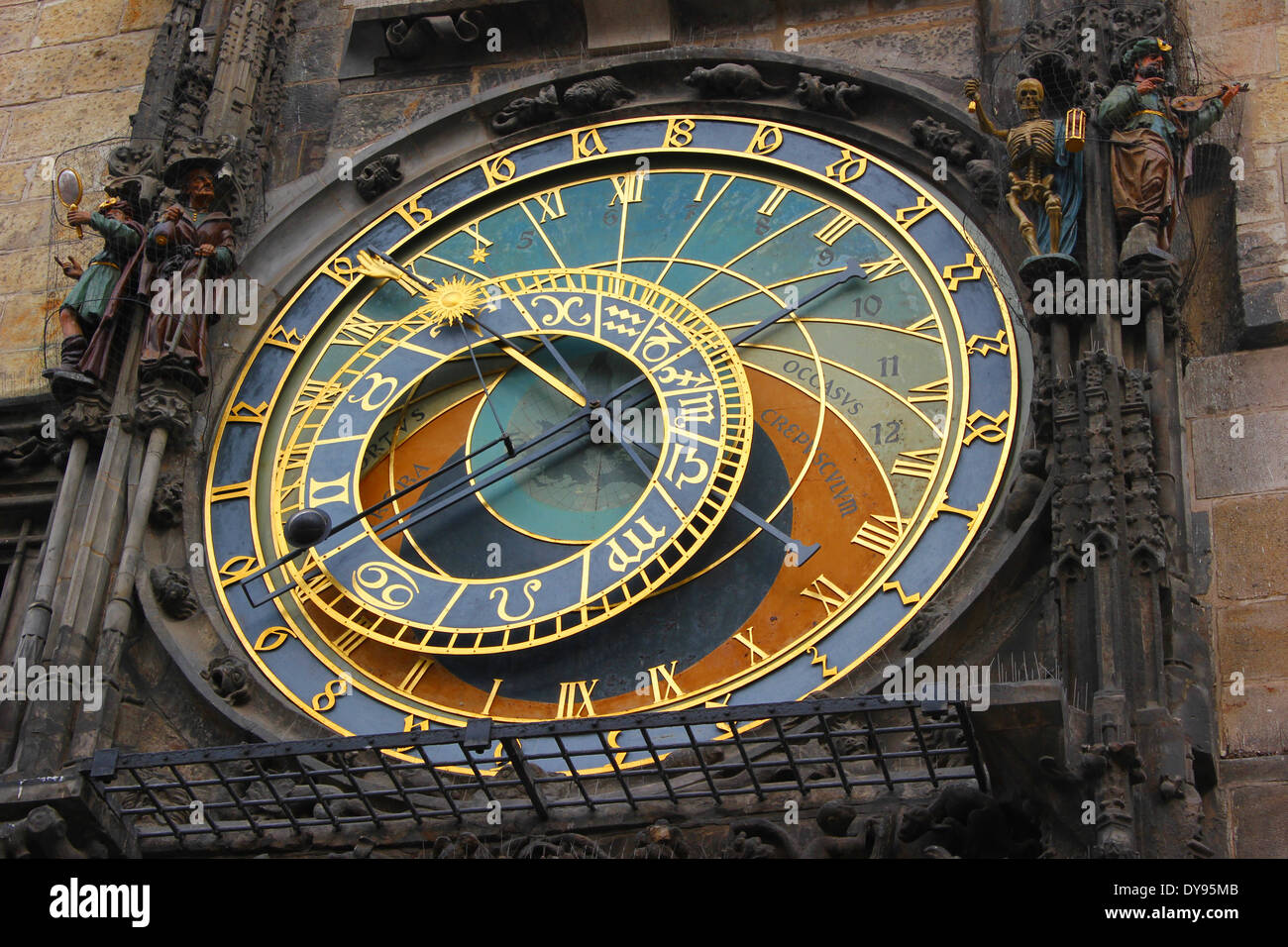 Astronomical clock / watch at the tower of the old town hall of the  medieval city of Prague, Czech Republic, Europe Stock Photo - Alamy