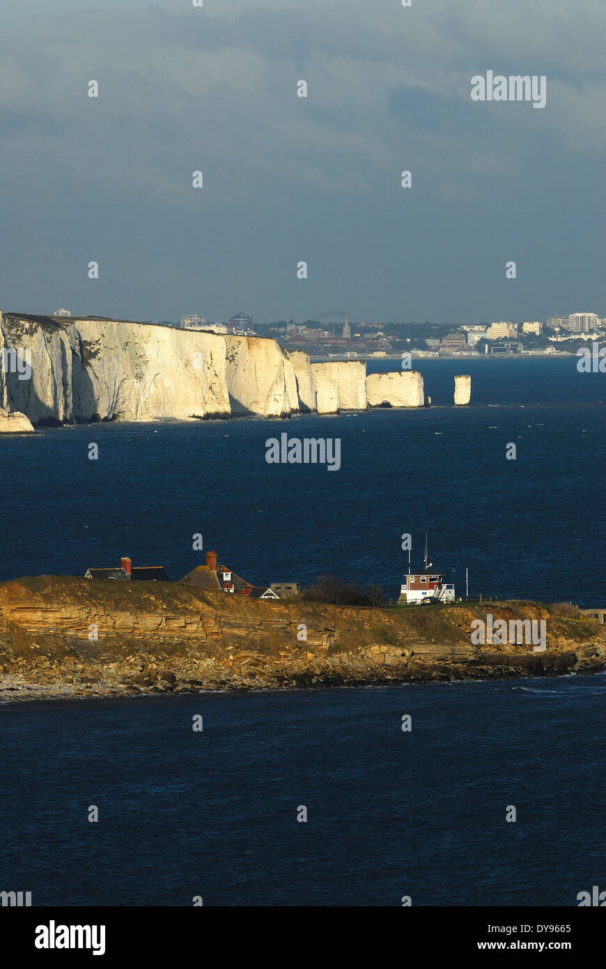 Peveril View A view of Peveril Point with chalk cliffs Dorset UK Stock Photo - Alamy