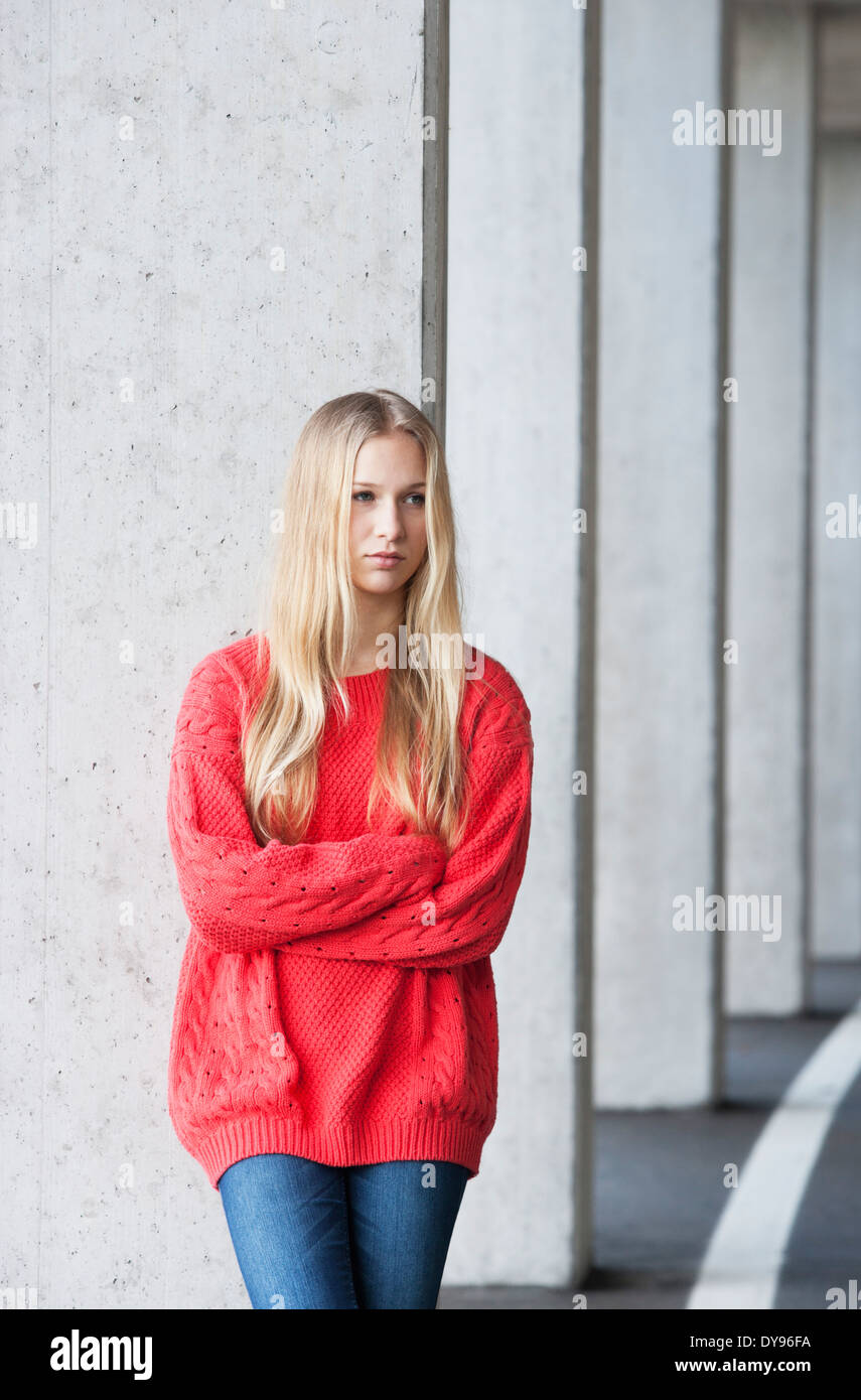Portrait of unhappy teenage girl Stock Photo