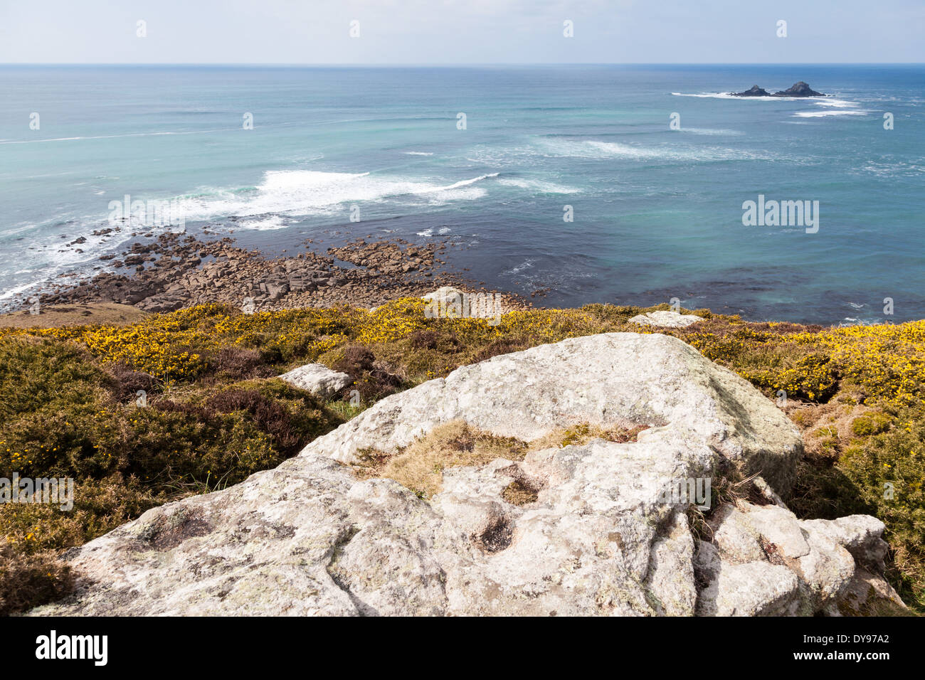 The South west Coast path near cape Cornwall St Just Cornwall West Country England UK Stock Photo