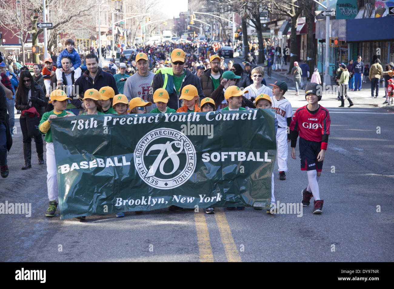 Little League Parade starts the baseball season in Park Slope, Brooklyn