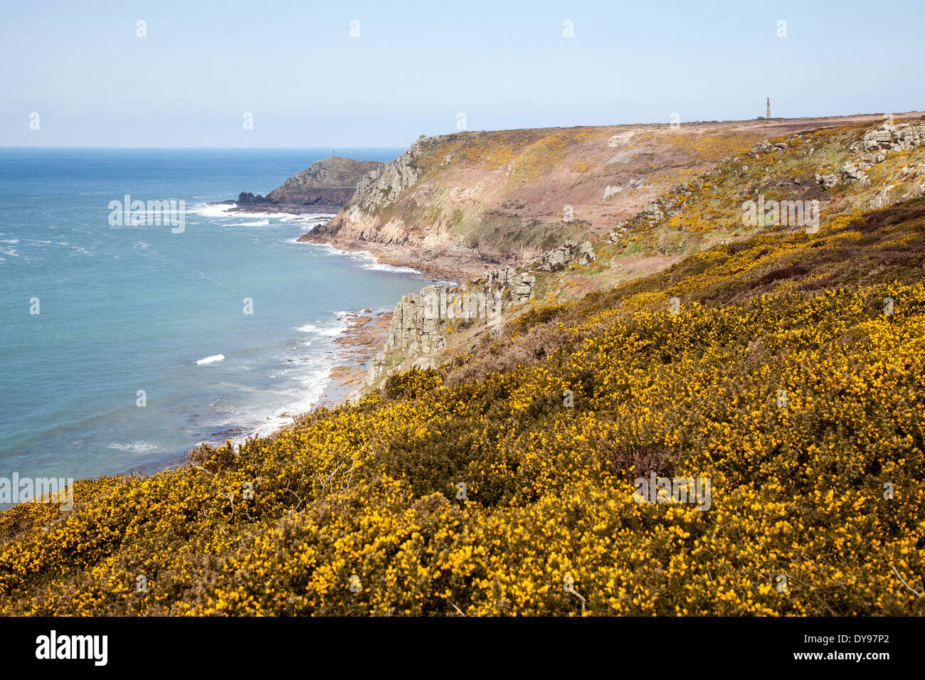 The South west Coast path near cape Cornwall St Just Cornwall West Country England UK Stock Photo