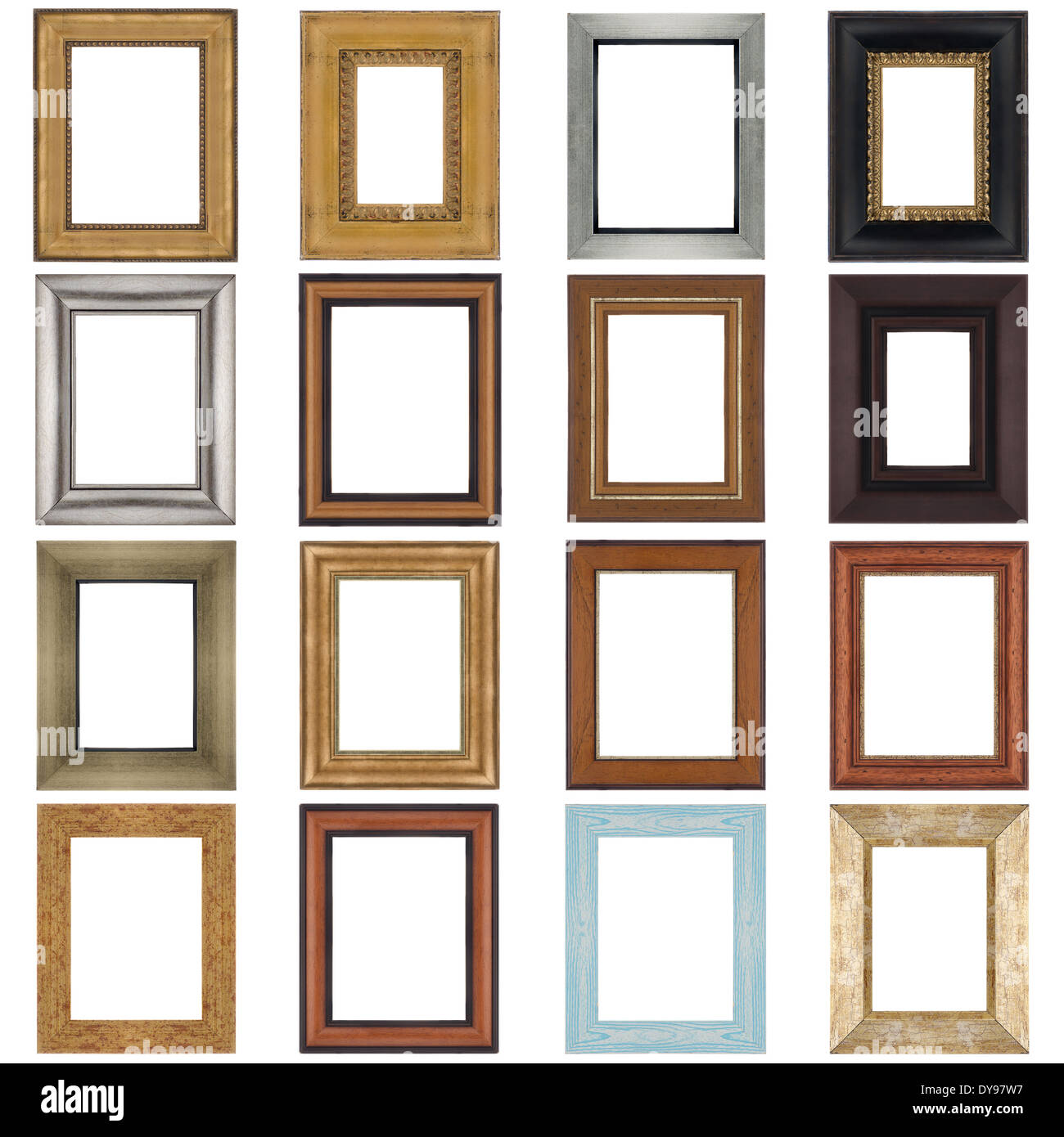 Set of wooden frames isolated on white background Stock Photo - Alamy