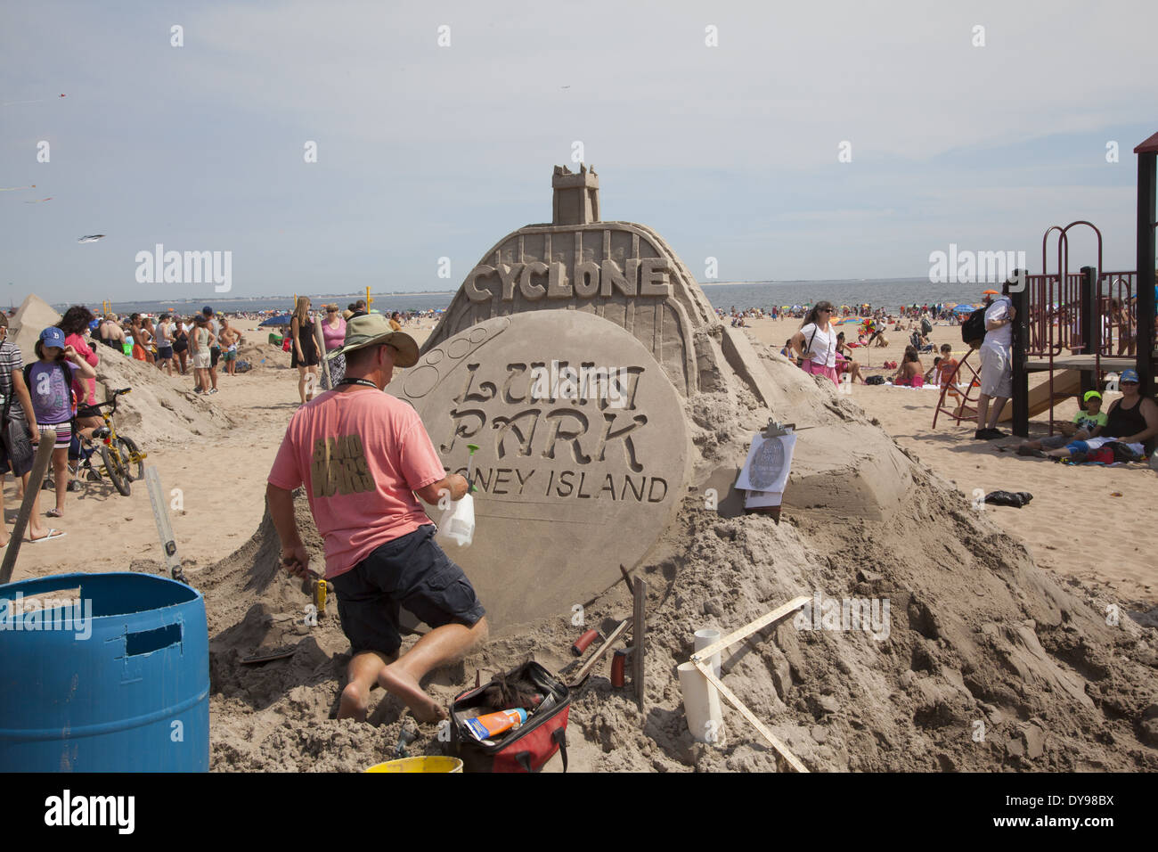 Annual Sand Castle building contest at the beach at Coney Island