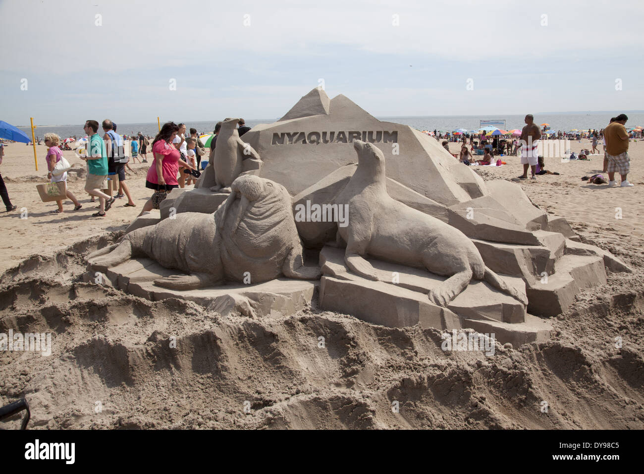 Annual Sand Castle building contest at the beach at Coney Island