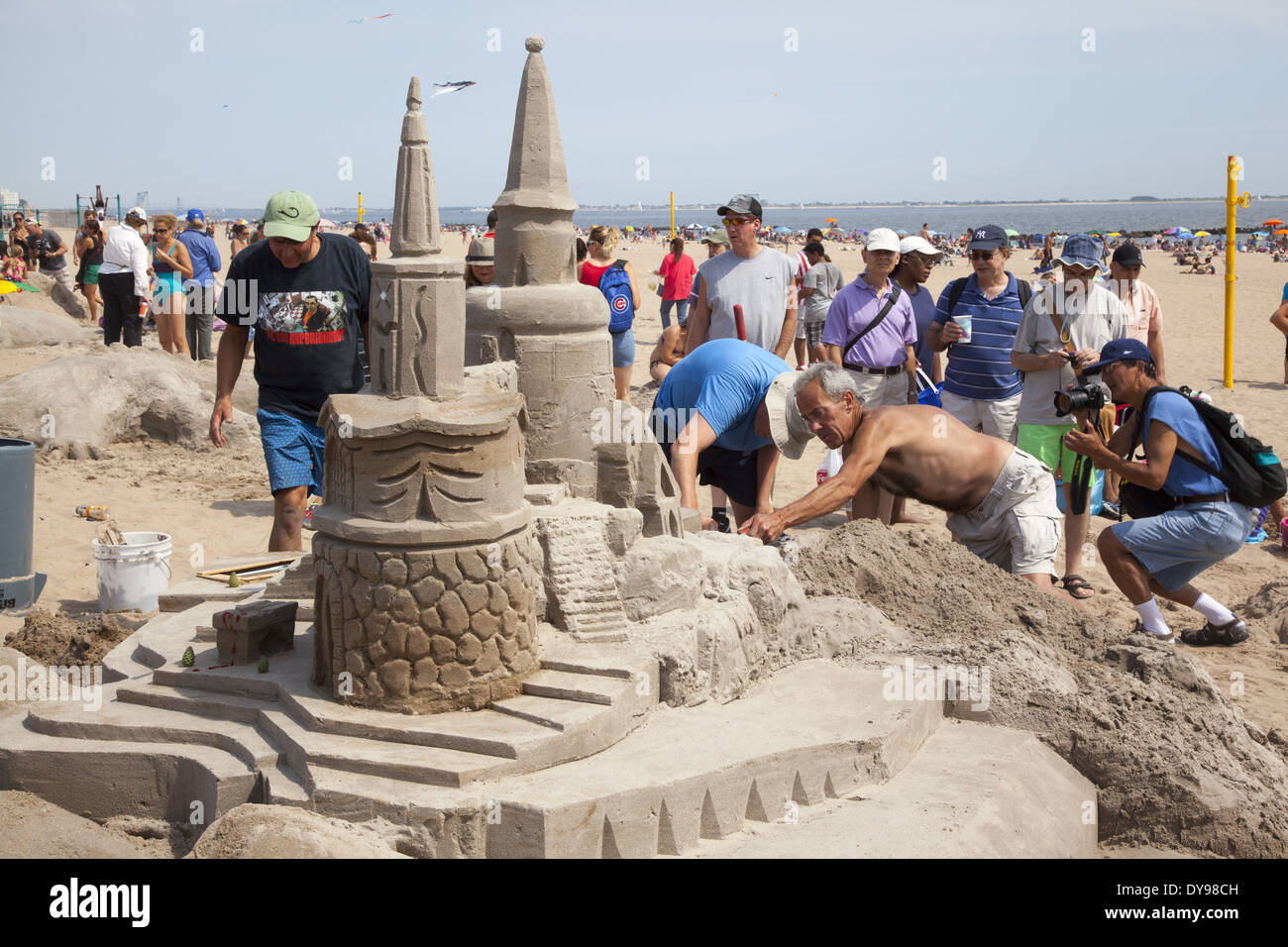 Annual Sand Castle building contest at the beach at Coney Island Stock ...