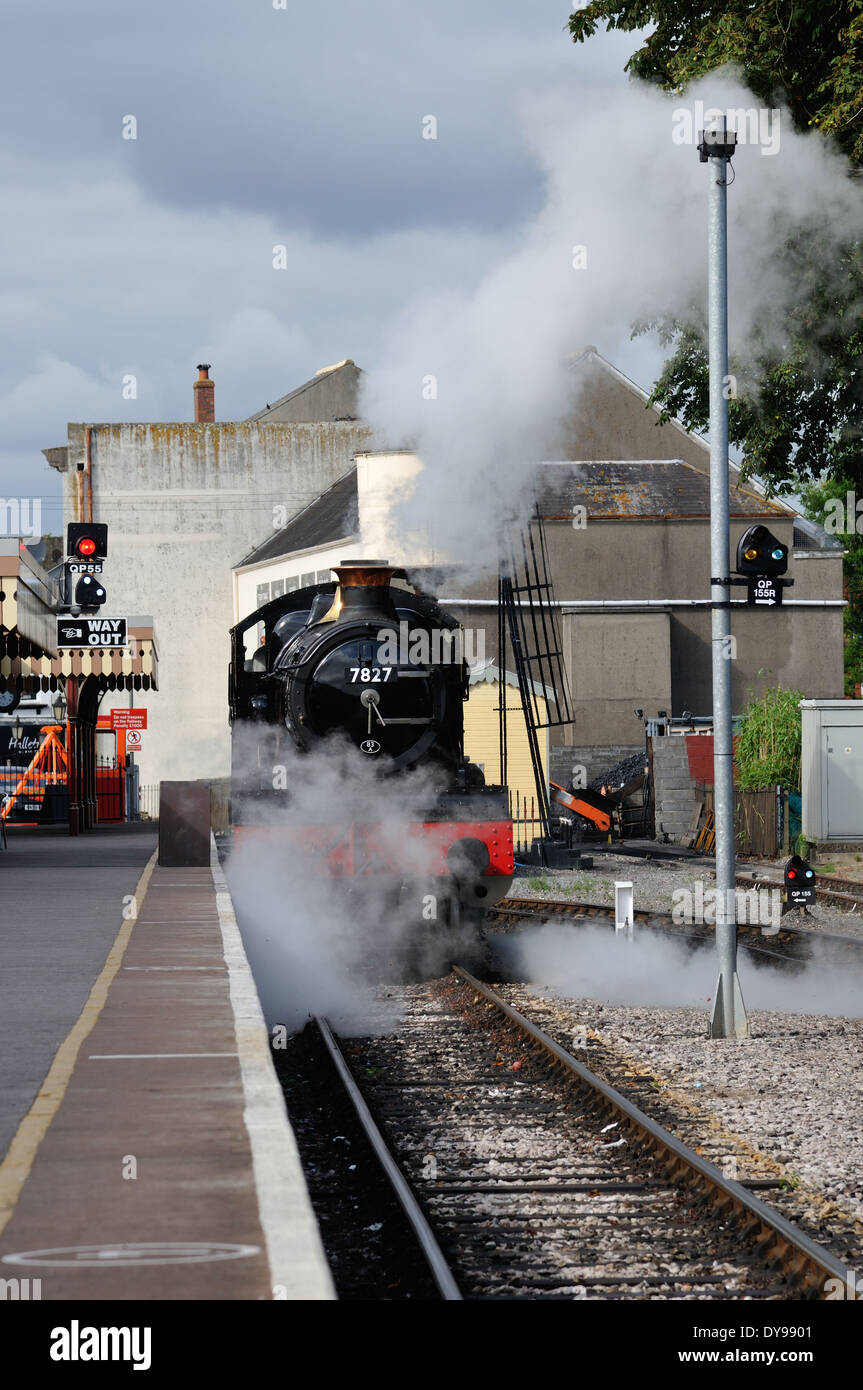Steam trains in station. Stock Photo