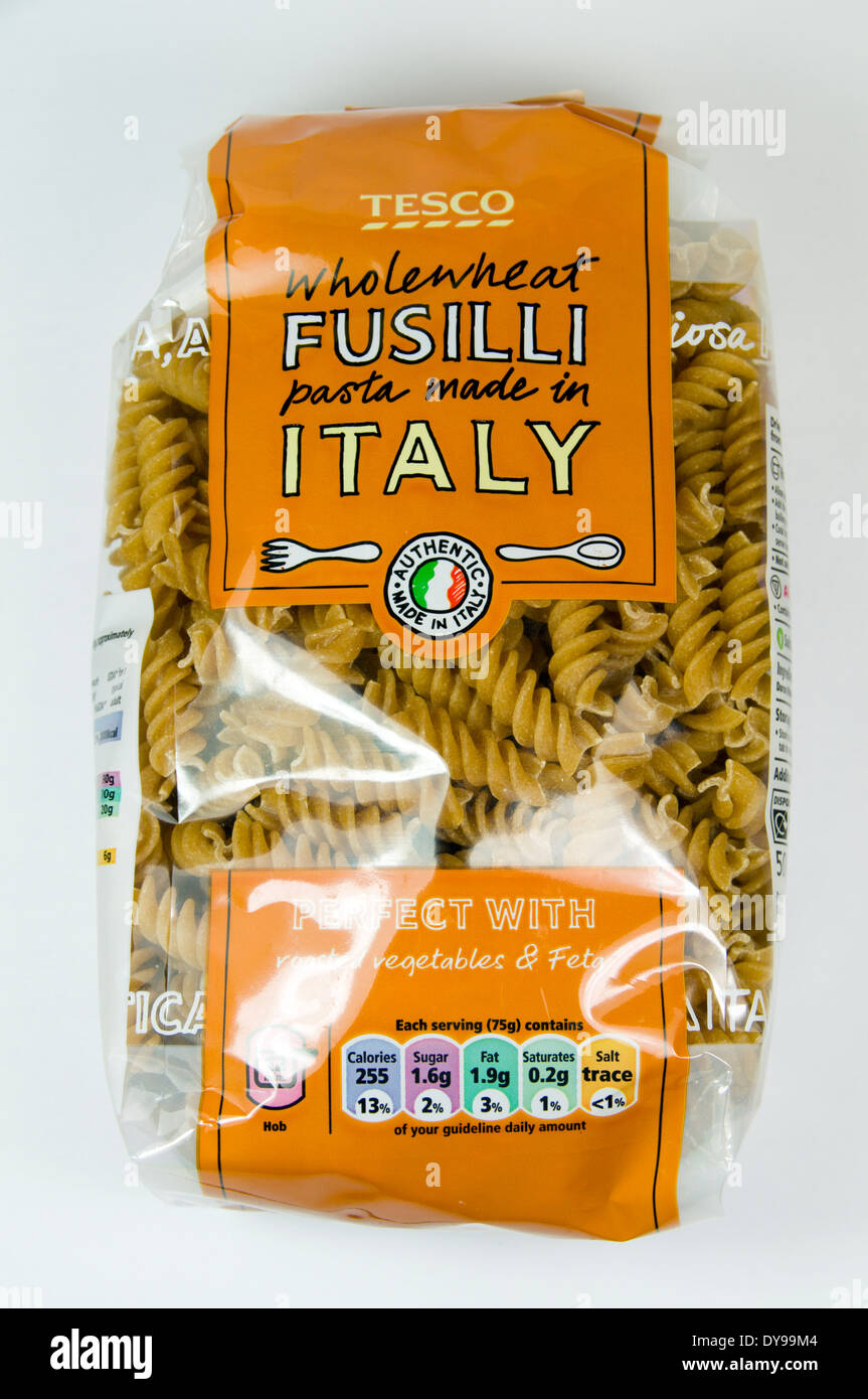Pack of wholemeal pasta Stock Photo