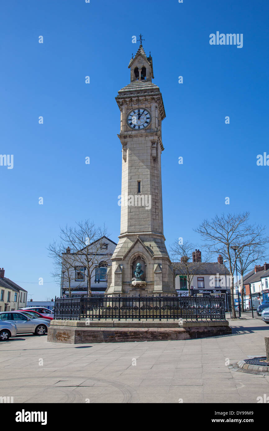The clock tower in the square at Tunstall Stoke on Trent Staffordshire