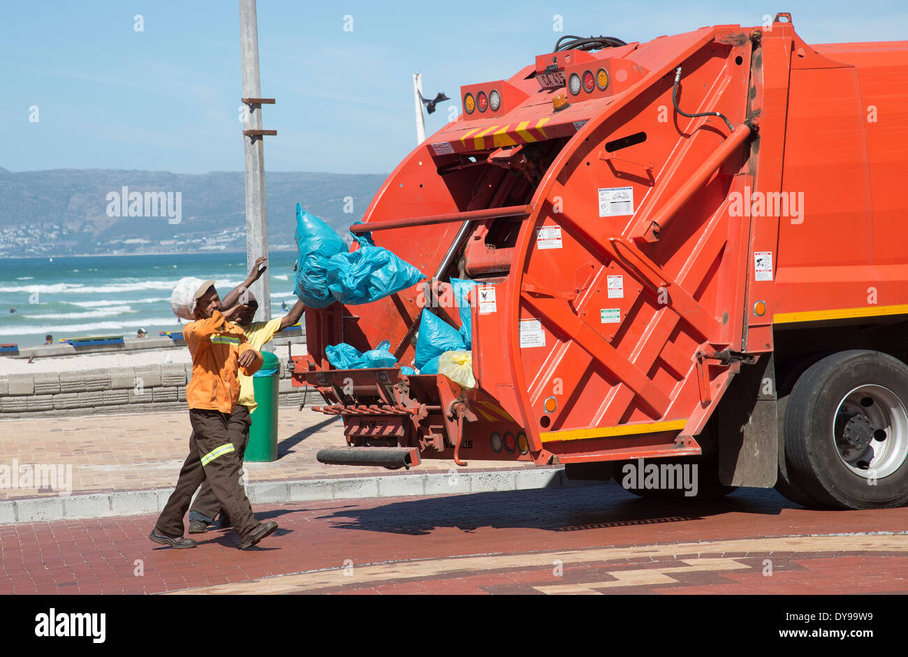Refuse collection from coastal resort near Cape Town South Africa Stock Photo