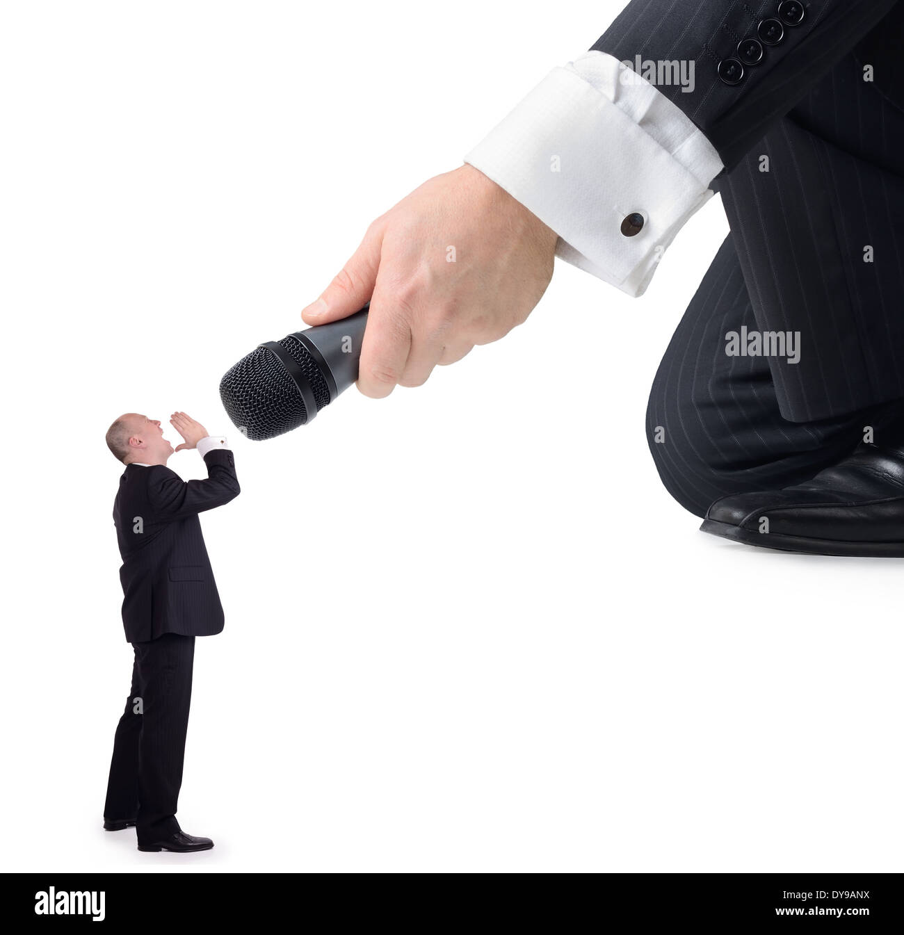 the little man having his say, isolated on a white background Stock Photo