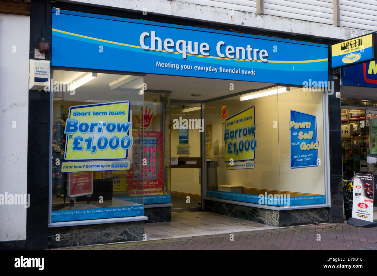 A branch of Cheque Centre in the High Street, King's Lynn. Stock Photo