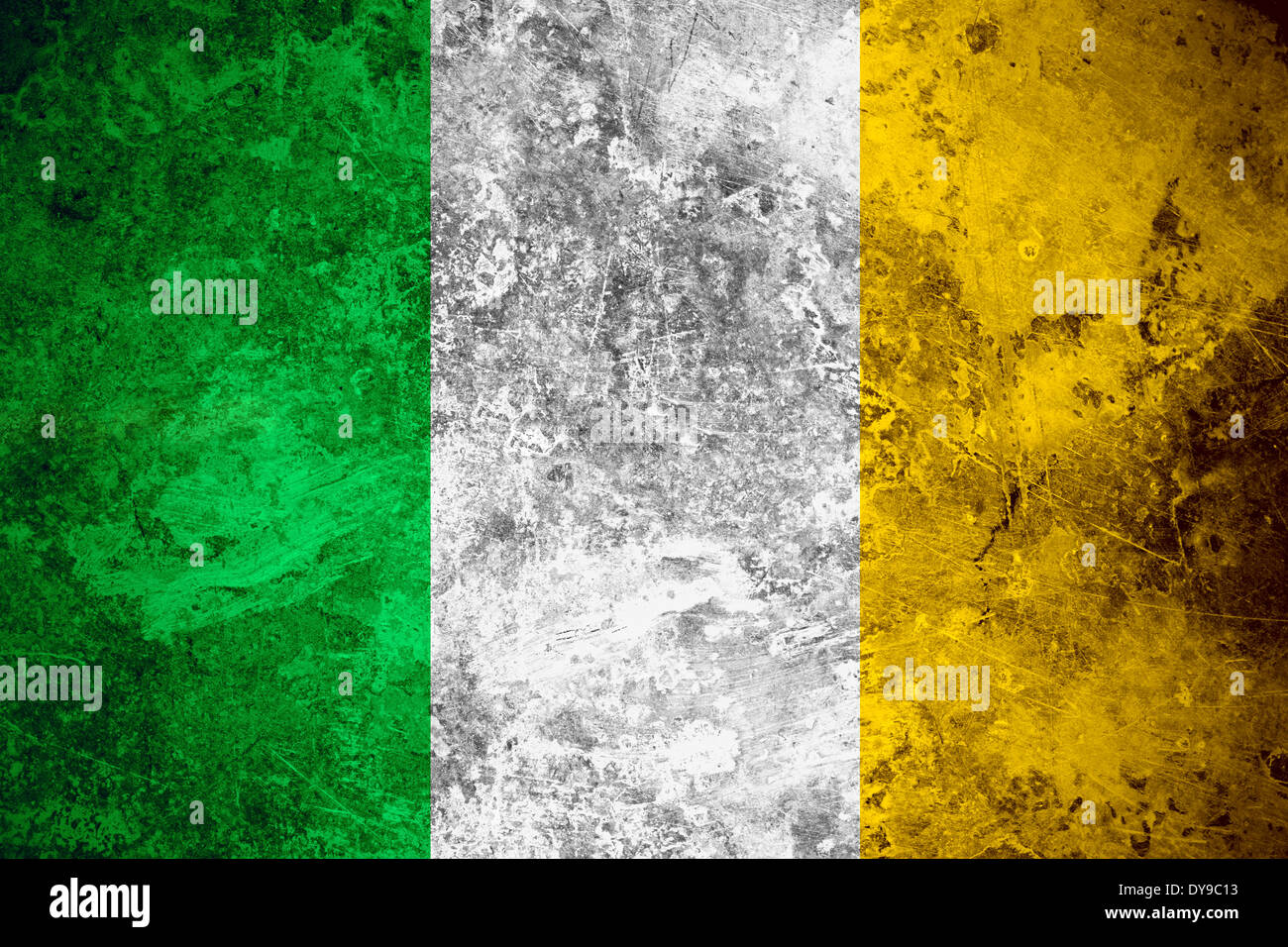 Flag Of Ireland Or Irish Banner On Vintage Metal Texture Stock