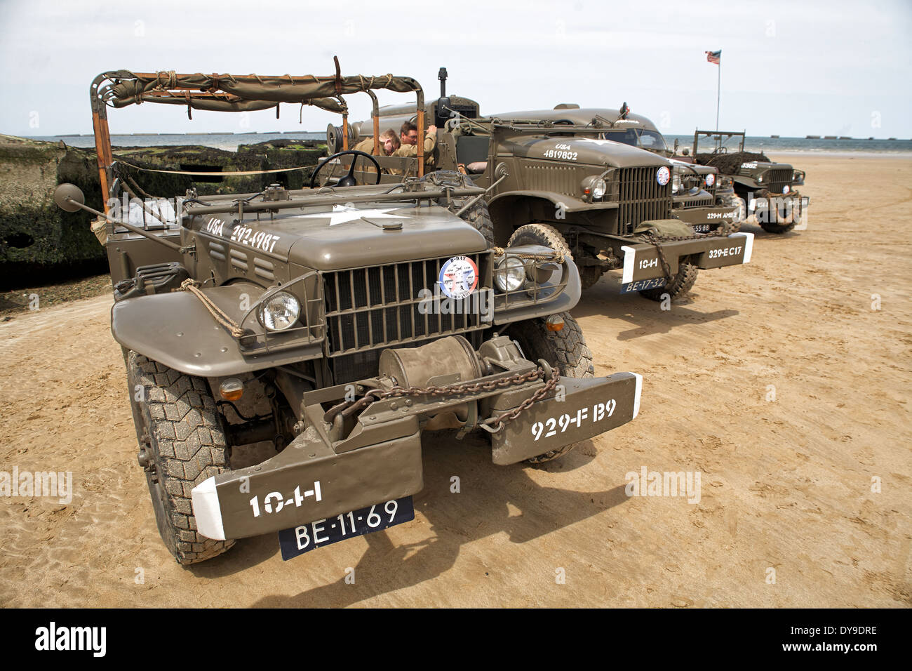 historical military vehicles in Normandy Stock Photo Alamy