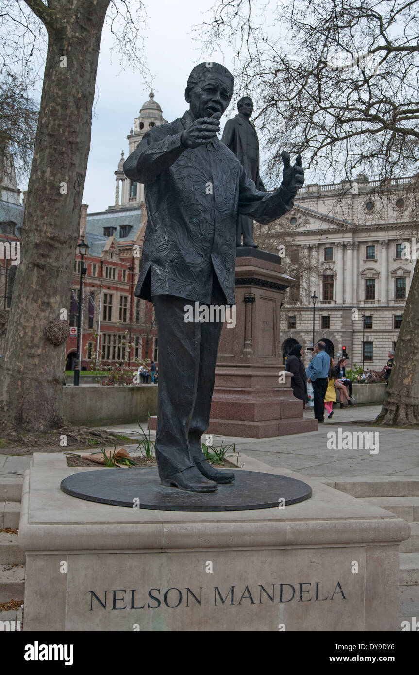 Statue of Nelson Mandela in Parliament square in Westminster, London