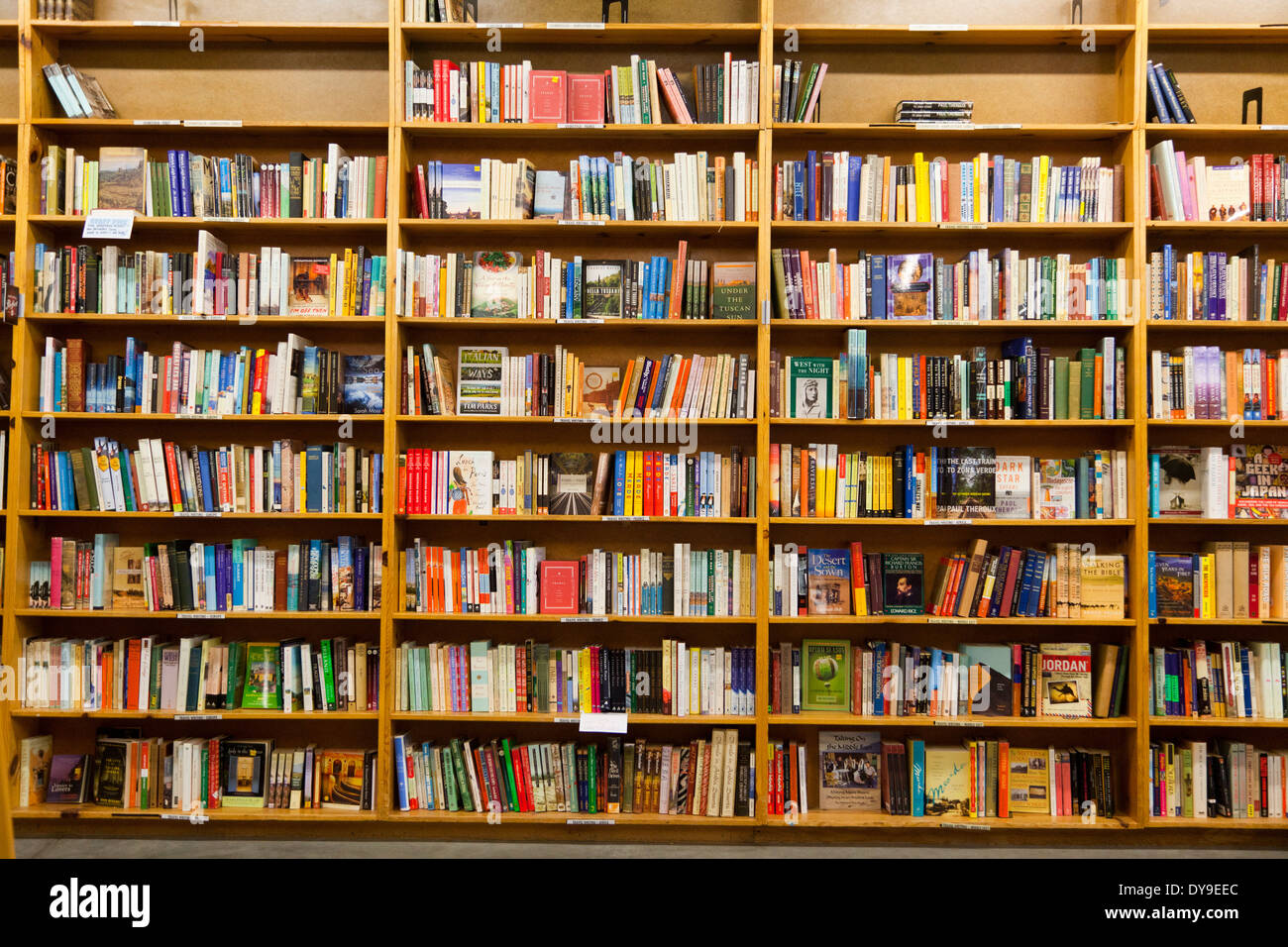 Book shelf at Powell books, Portland, Oregon, United States Stock Photo