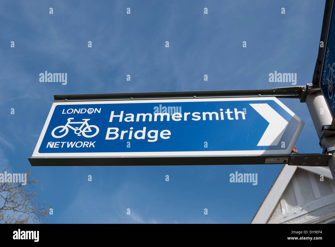 london cycling network sign in barnes, southwest london, england, giving directions for