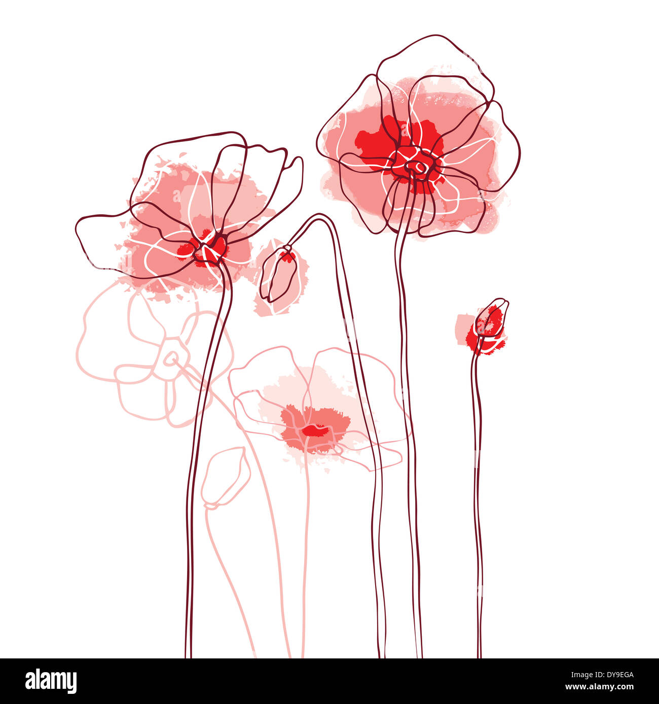 Vintage red poppies on Cut Out Stock Images & Pictures - Alamy