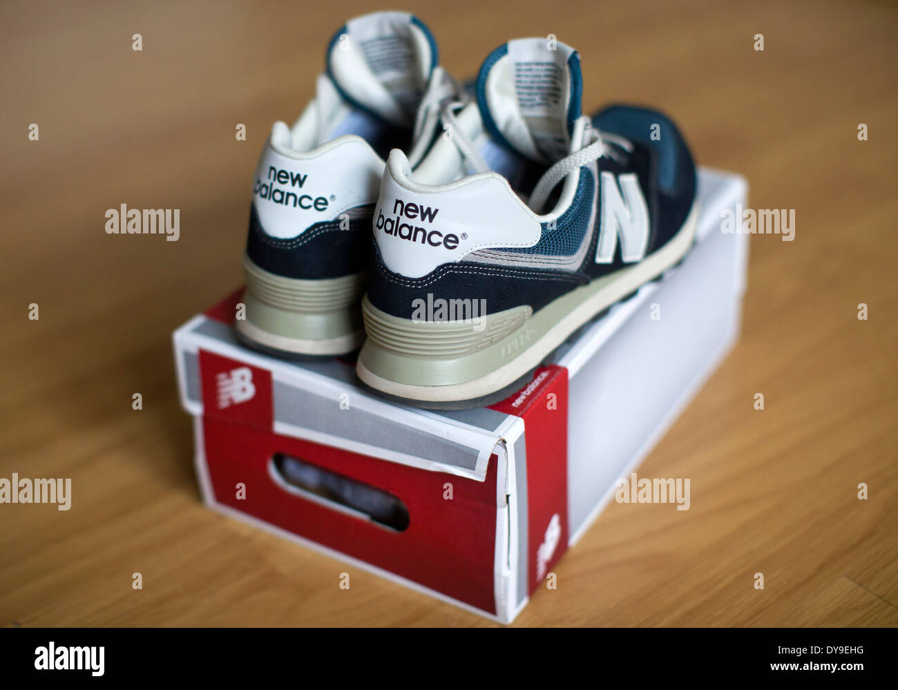 New Balance shoes on a shoe box Stock 