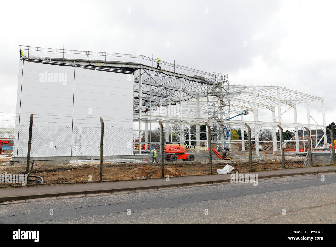 A warehouse under construction in Scotland, UK Stock Photo