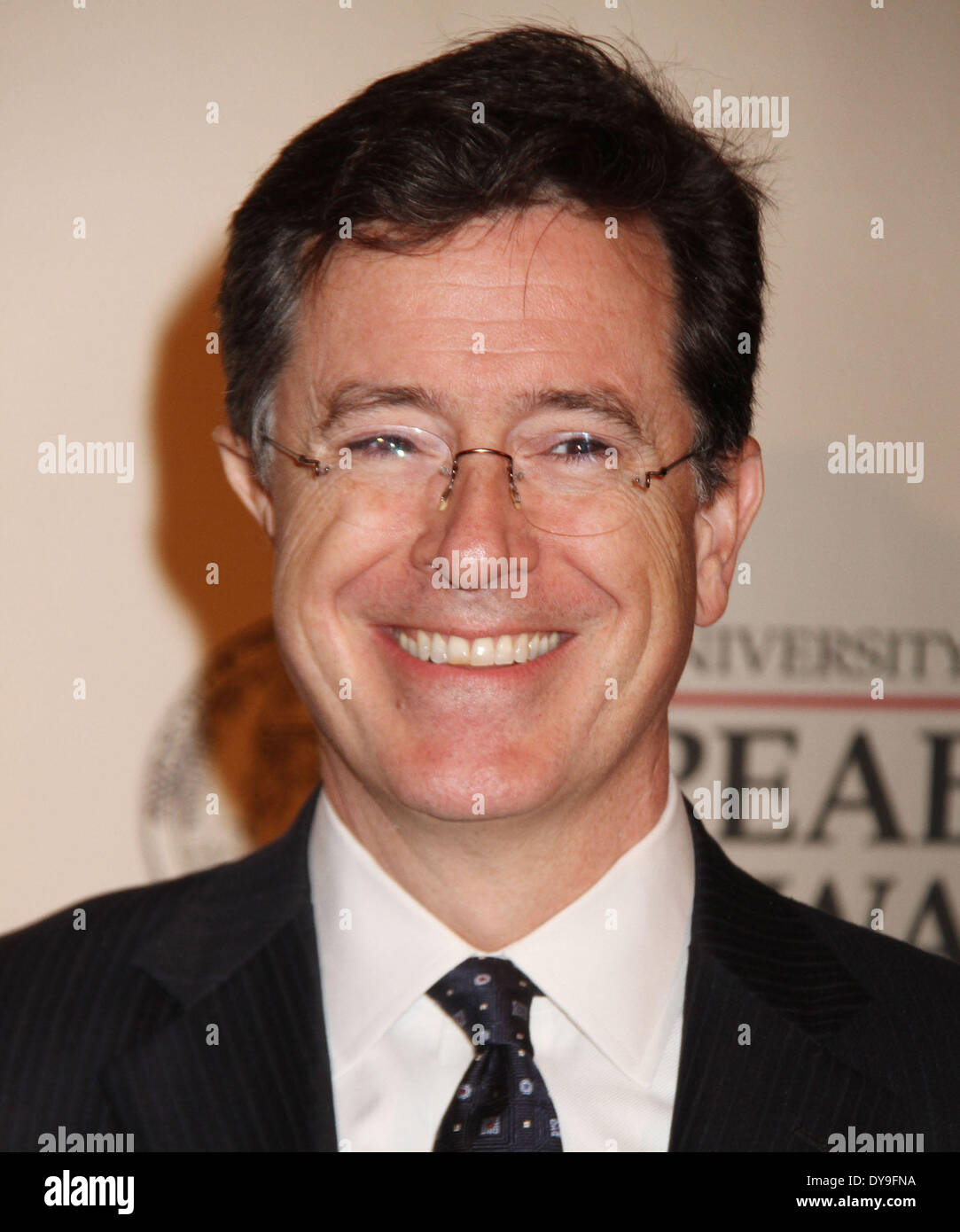 April 10, 2014 - CBS network announced the replacement for outgoing 'Late Show' host D. Letterman. STEPHEN COLBERT, whose satirical 'The Colbert Report' on Comedy Central competes in the same time slot, has landed the sought-after gig. PICTURED: May 21, 2012 - New York, New York, U.S. - Stephen Colbert attends the 71st Annual Peabody Awards held at Waldorf Astoria Hotel. (Credit Image: © Nancy Kaszerman/ZUMA Wire/ZUMAPRESS.com) Stock Photo