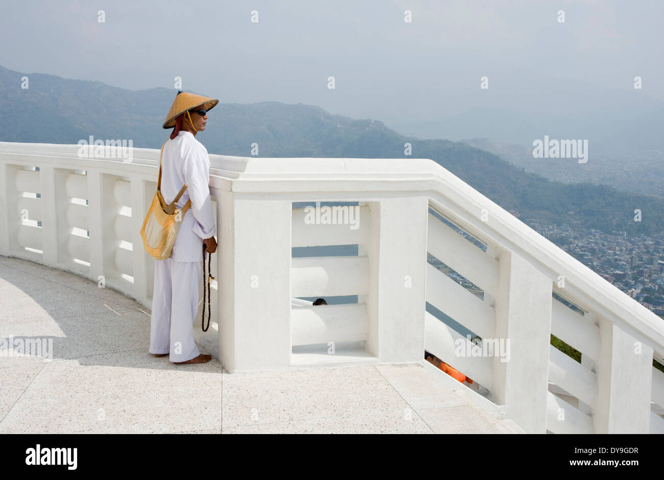 Vietnamese monk at the Peace Pagoda, Pokhara, Nepal Stock Photo Alamy