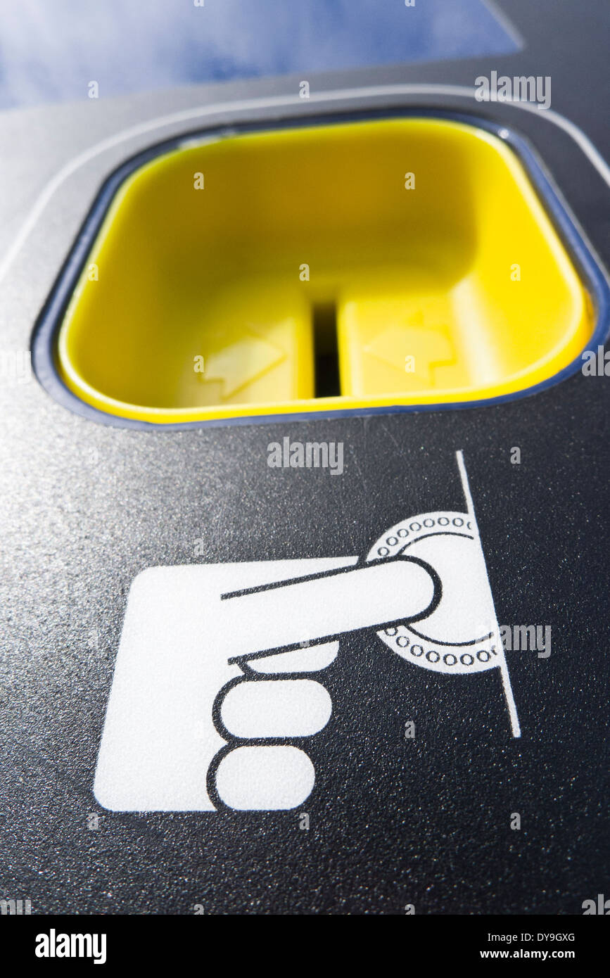 Coin slot on a parking ticket machine. Stock Photo