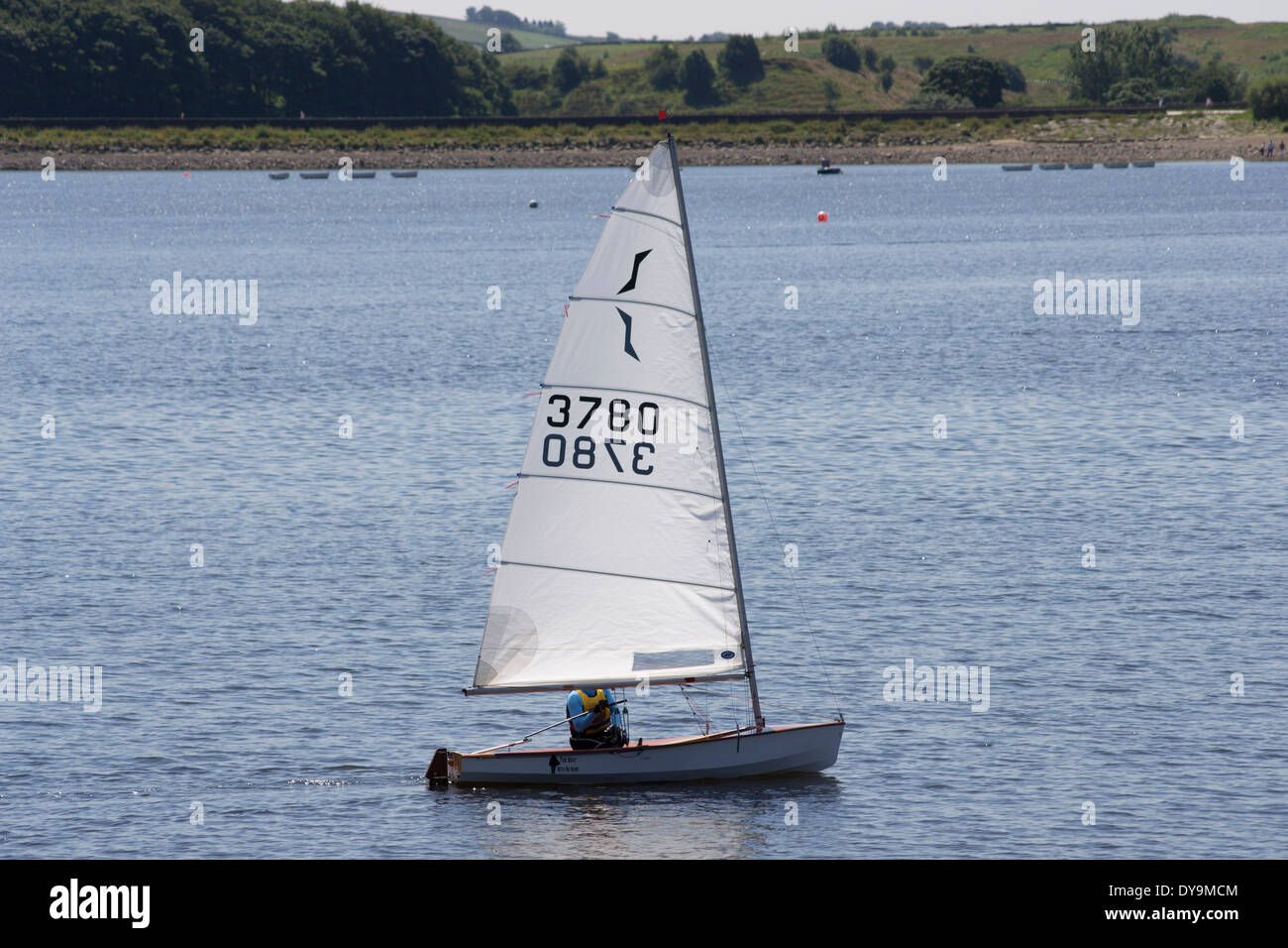 Sailing dinghy on lake Stock Photo Alamy