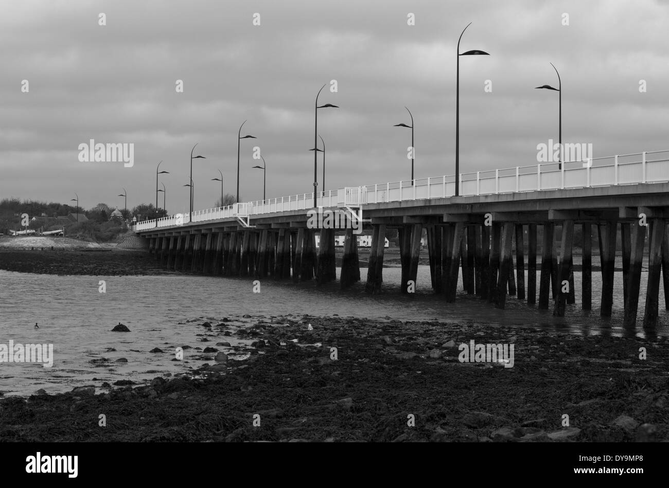 Mono of Hayling Island bridge, Hampshire, UK. Also known as Langstone