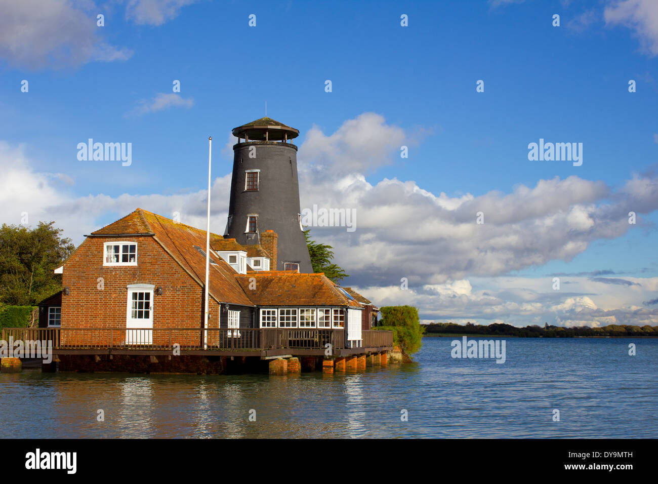 Langstone Mill, Langstone, Hampshire, on a blue sky but cloudy day Stock Photo