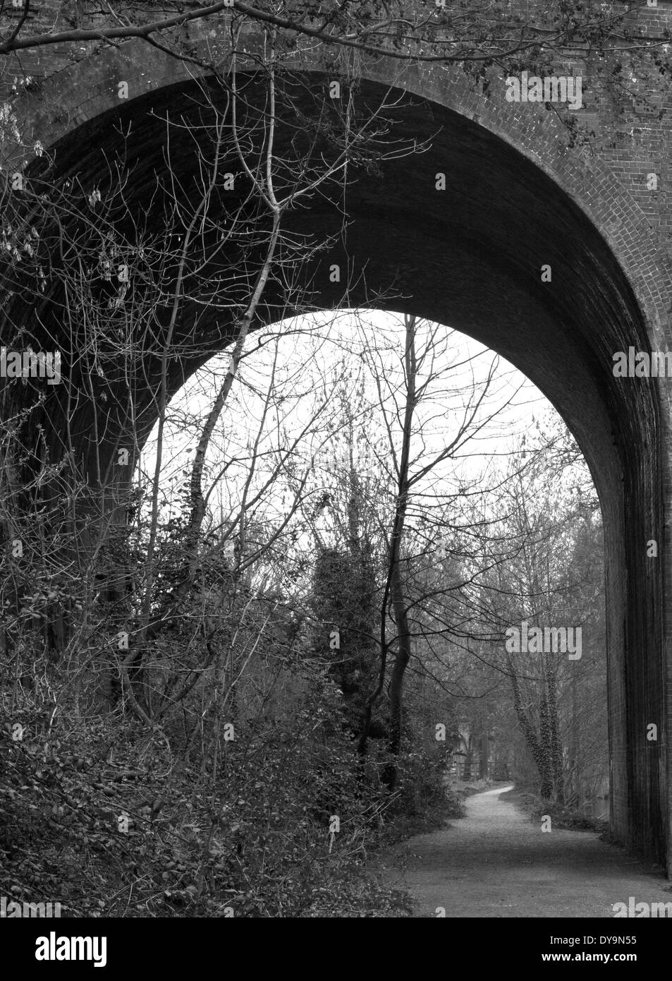 Mono Viaduct arch with wind path. Old Basing, Hampshire Stock Photo